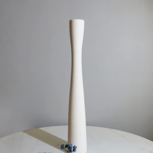 20" White Slender Ceramic Floor Vase, Minimalist Home Decor